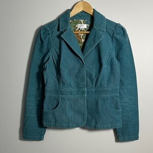 Ann Taylor Loft Teal Corduroy Blazer Size 6